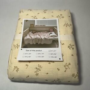 BuLuTu Muslin Baby Blanket Cotton Olive Pattern 47"x51"